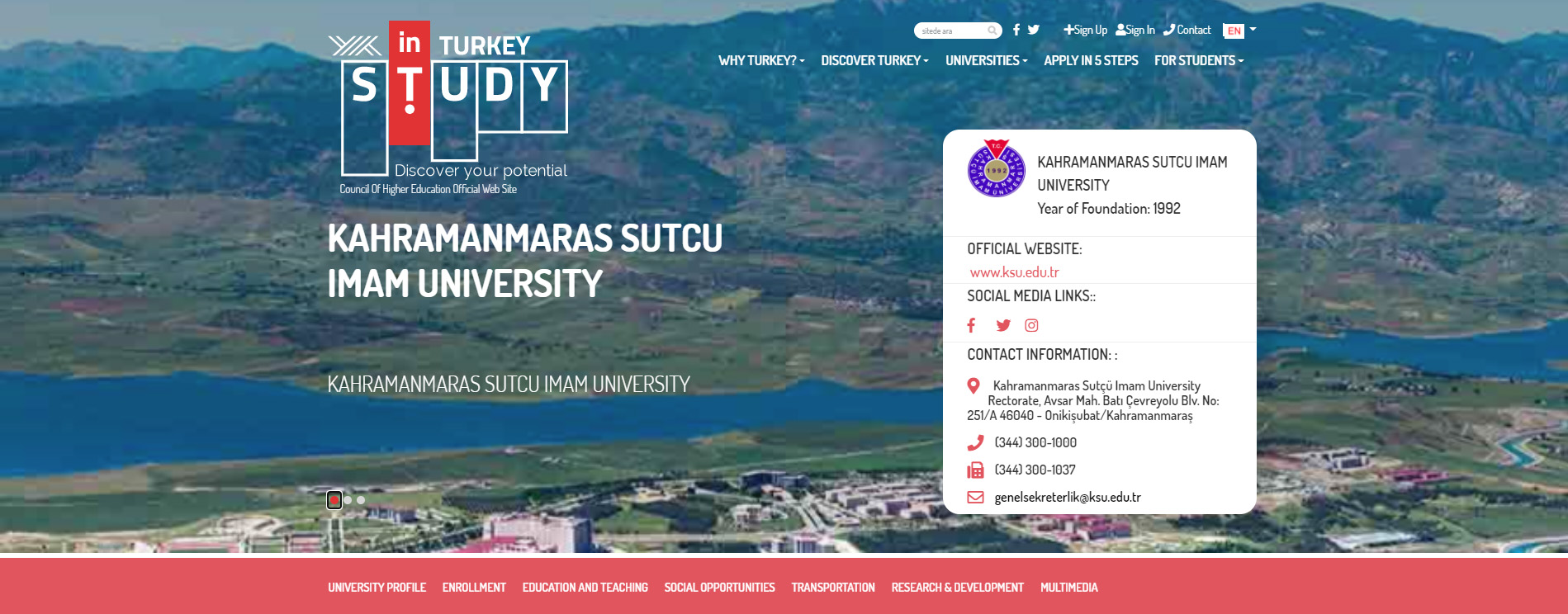 KSÜ, ‘Study in Turkey YÖK Sanal Fuarı’nda 